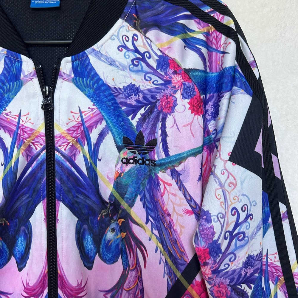 Adidas Originals Florera Optic Bloom Floral Bird Print Track Jacket Large NWOT - Picture 2 of 11